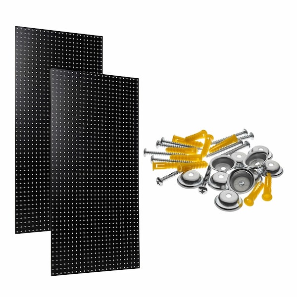 Triton Products (2) Black 24 In. W x 42 In. H x 1/4 In. D High Density Fiberboard Round Hole Pegboards with Mounting Hardware PEG2-BLK - main